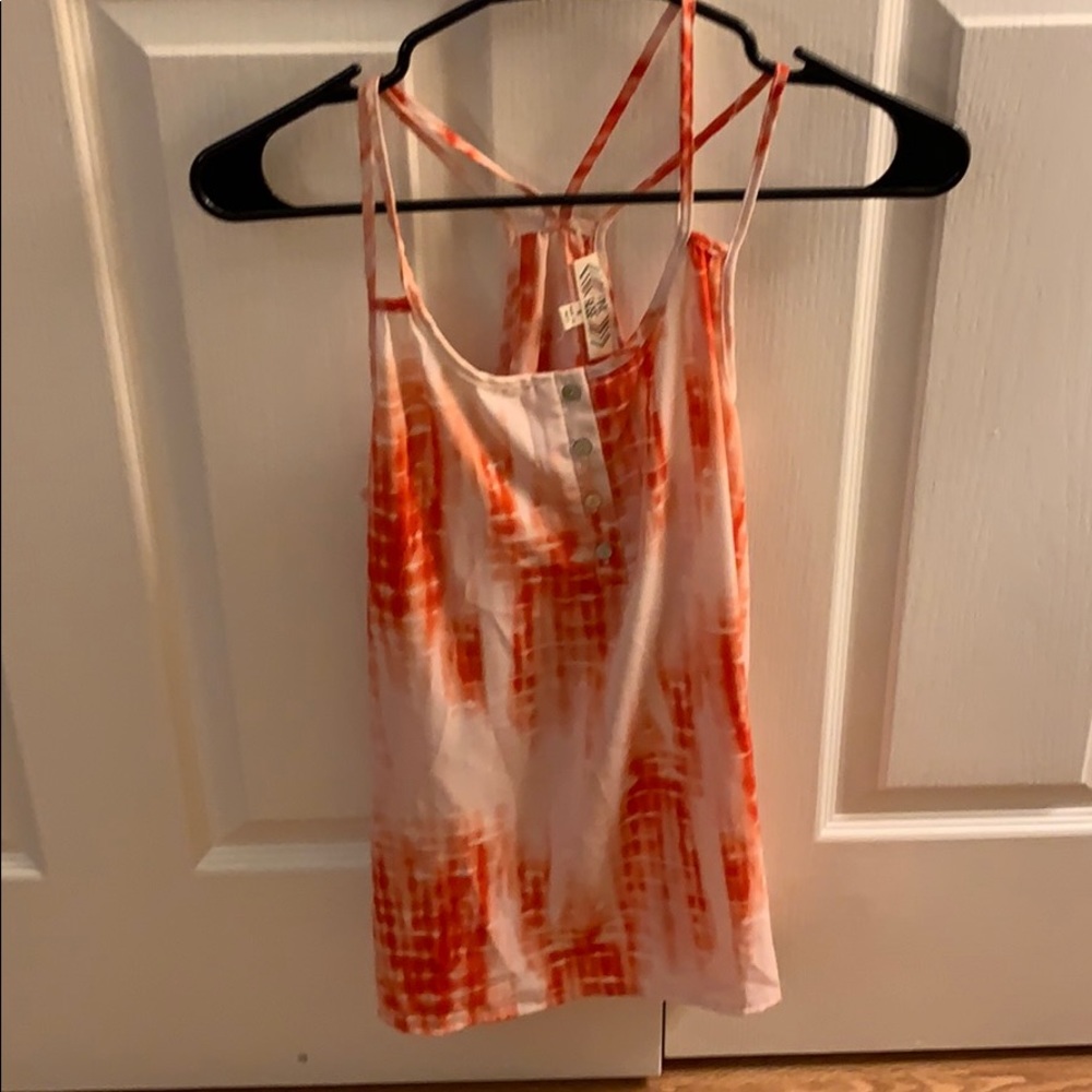 Orange and white tie dye tank top